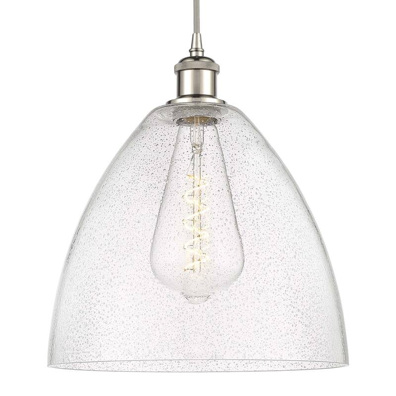 Innovations Lighting 516-1P-15-12 Bristol Pendant Bristol Glass 12" - Polished Nickel / Seedy