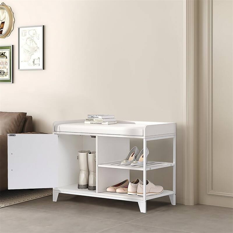 Bench for Entryway 2-Tier Shoe Rack - 27.4"D x 18.9"W x 13.4"H - White