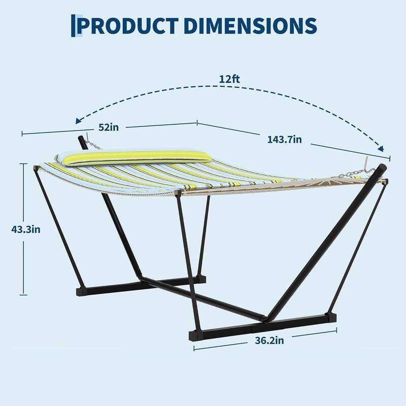 450 LBS Capacity, 2 Person Outdoor Hammock for Patio, Backyard, Garden, Beach