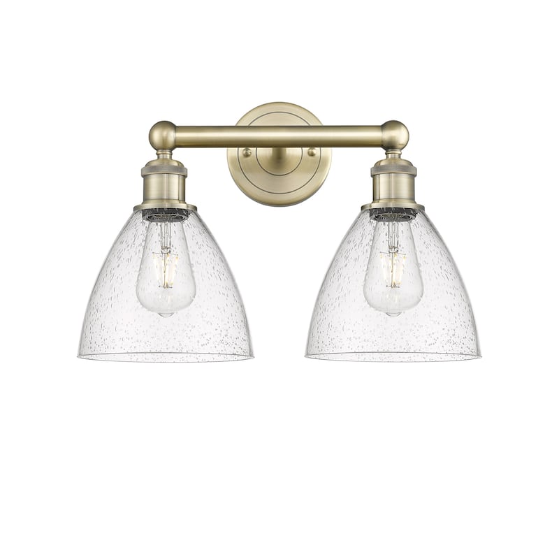 Innovations Lighting 616-2W-12-17 Bristol Vanity Bristol Glass 2 Light - Antique Brass / Seedy
