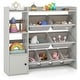 preview thumbnail 1 of 20, Costway Kids Toy Storage and Bookshelf, Wooden Bookcase with 4 Small - See Details Grey