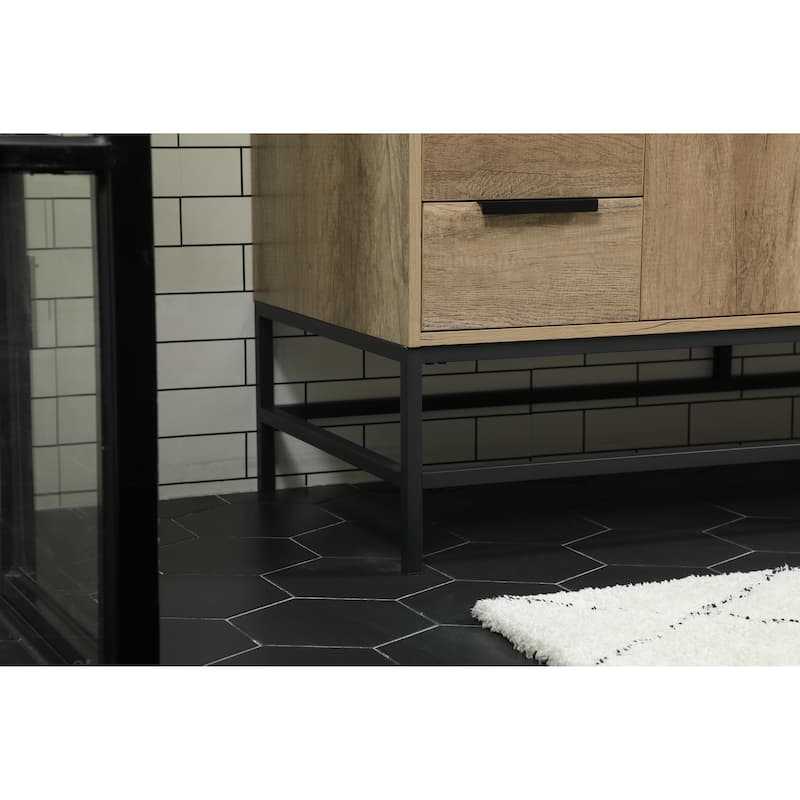 Icon 48 - 60 Inch Single Bathroom Vanity with Ivory White Engineered Marble