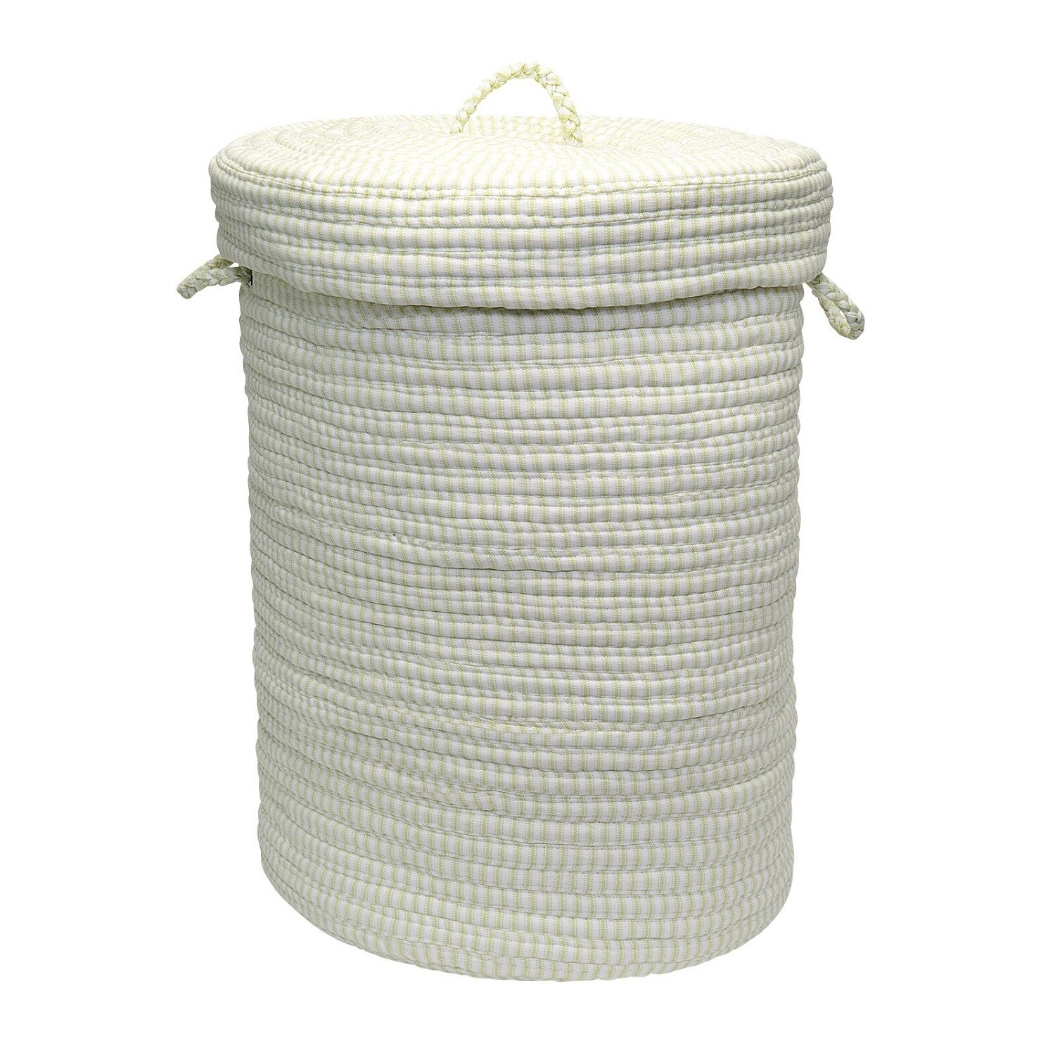 Shop 24 Yellow And White Handmade Braided Hamper With Lid