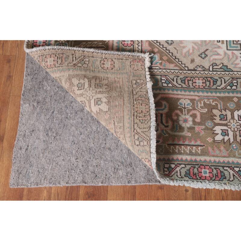 Hand Knotted Oriental 100% Wool Carpet Traditional Medallion Pink Tabriz Area Rug - 12' 5'' X 9' 9''