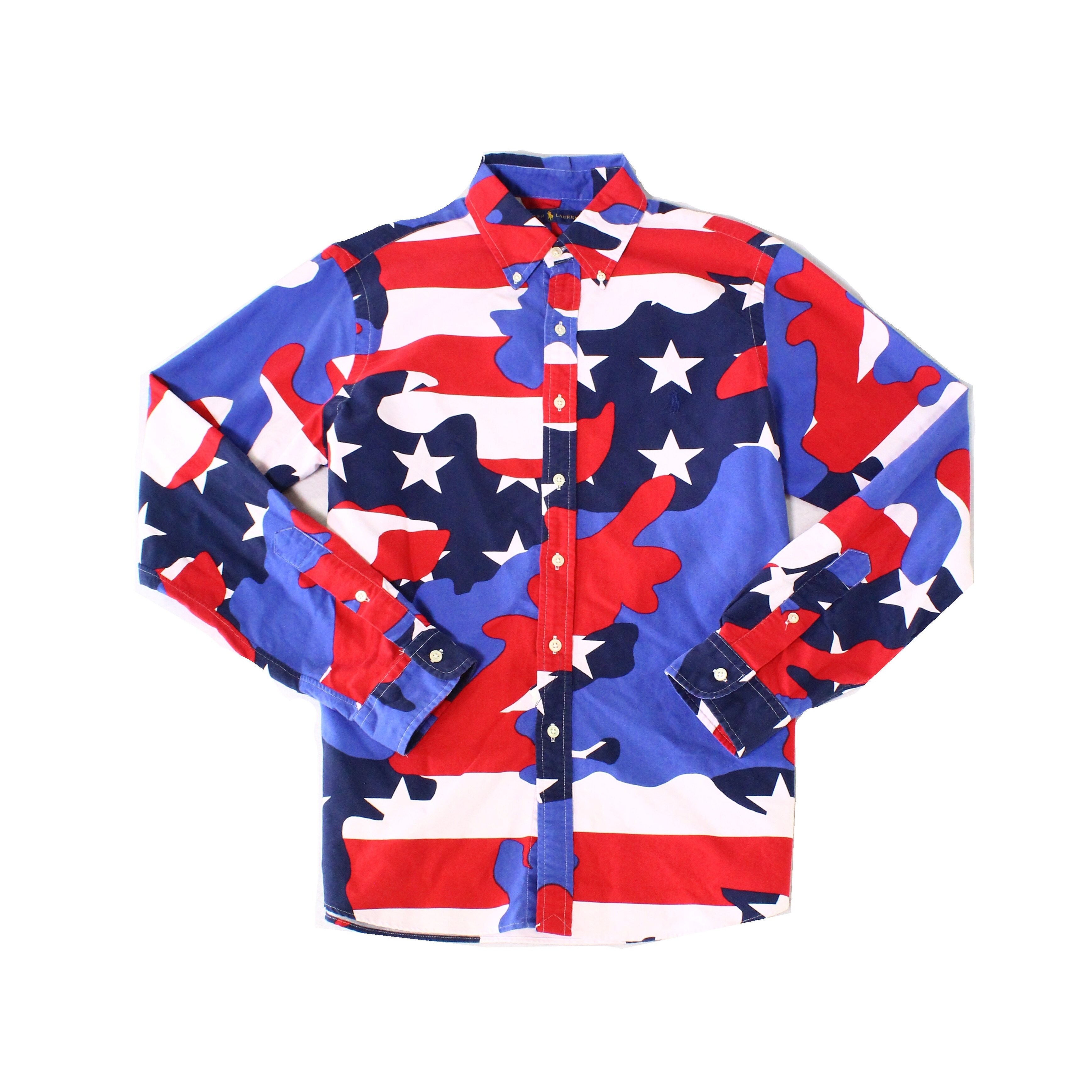 Shop Ralph Lauren Mens Shirt Red White Blue Large L Camo Usa Button Down Overstock 30544779