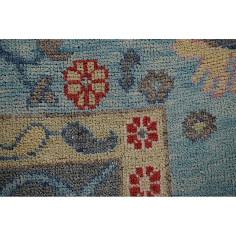 Gray Floral Oushak Oriental Area Rug Hand-Knotted Wool Carpet - 9'0"x 11'9"