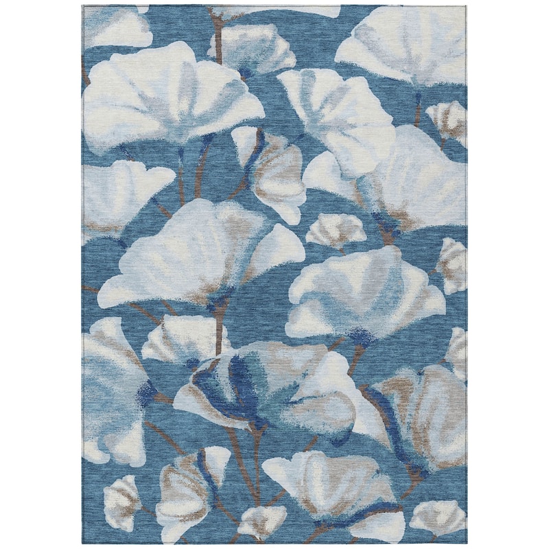 Machine Washable Indoor/ Outdoor Floral Love Chantille Rug