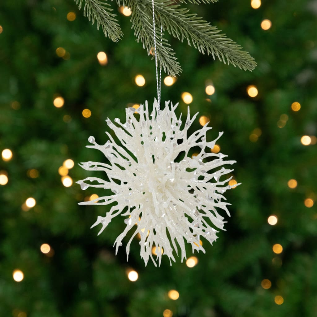 Starburst Hanging Christmas Ornament - 4.5" - White