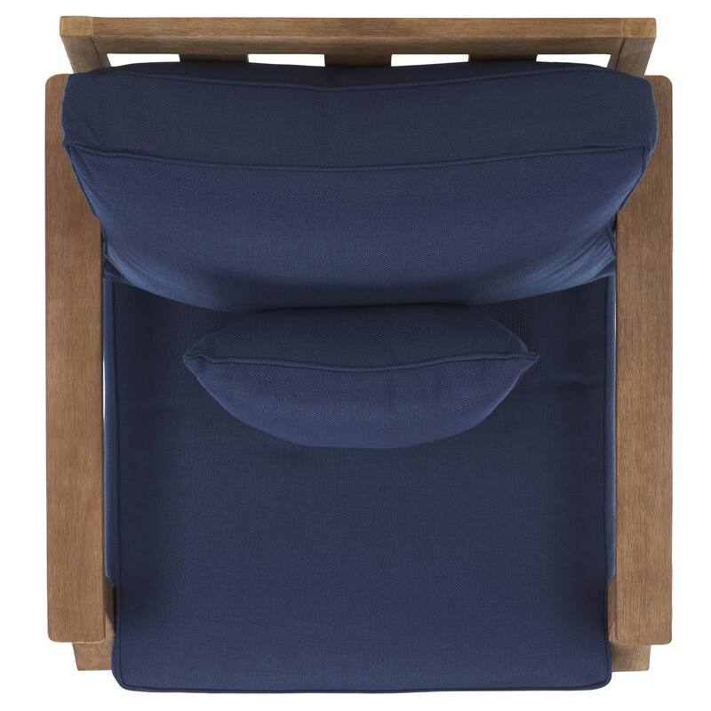 SAFAVIEH Couture Freida Wood Patio Arm Chair - 31.4" W x 35.6" L x 32.6" H - 31"W x 36"D x 33"H