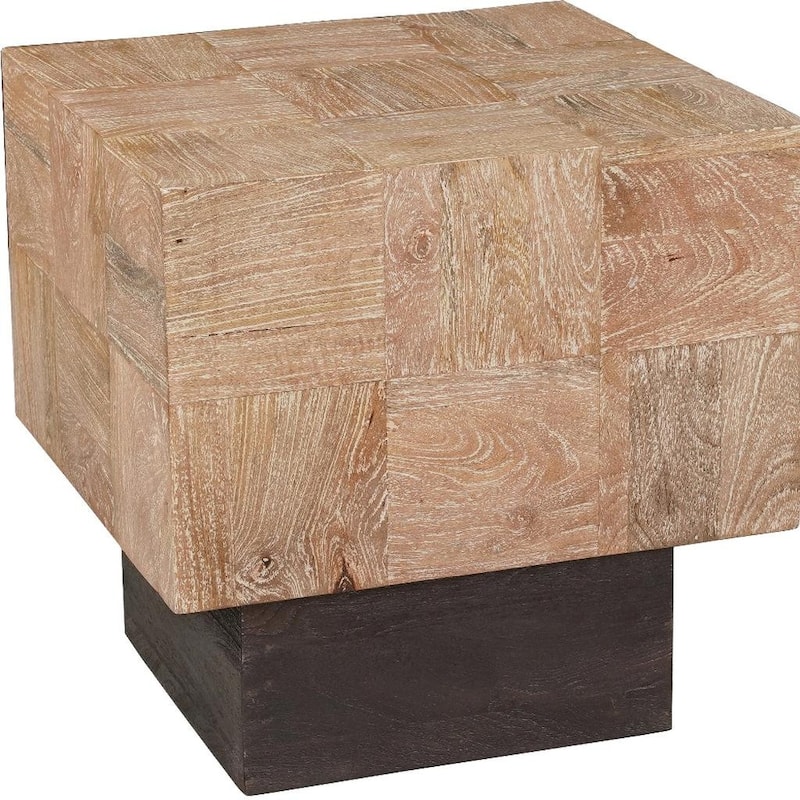 HomeRoots 22" Black And Brown Solid Wood Square End Table - 22.00 in. x 22.00 in. x 22.00 in.