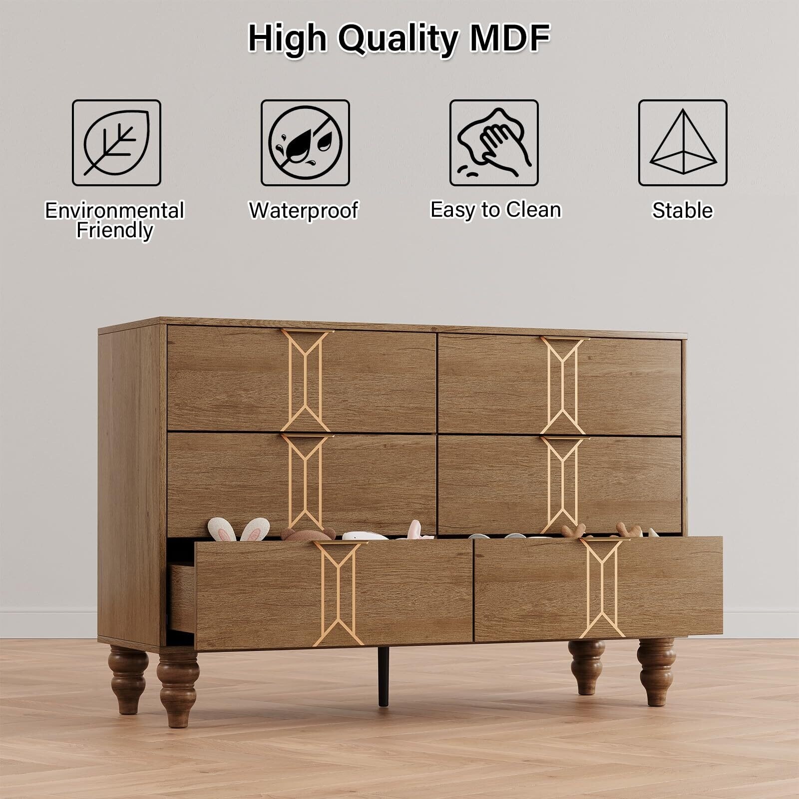 white and gold 8 drawer dresser Arini 8-Drawer Dresser Sand Wash main image 0