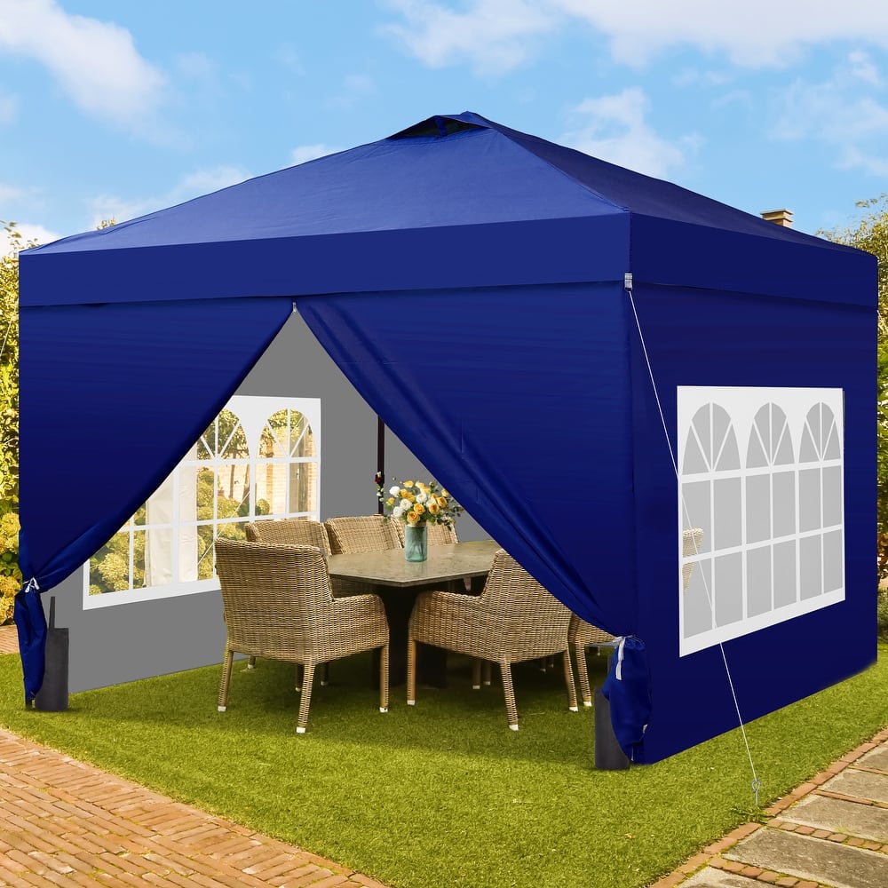 Ainfox 12x12 Pop Up Canopy Tent with 4 Sidewalls, Outdoor Beach Gazebos with 4 Sandbags