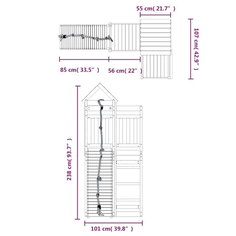 vidaXL Playhouse Outdoor Backyard Playground Set Playset with Climbing Wall