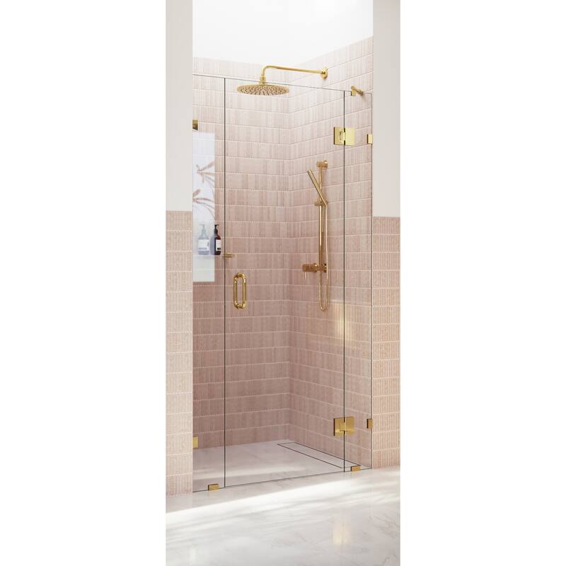 Glass Warehouse 39 in. W x 78 in. H Glass Hinged Pivot Frameless 3 Panel Inline Shower Door in