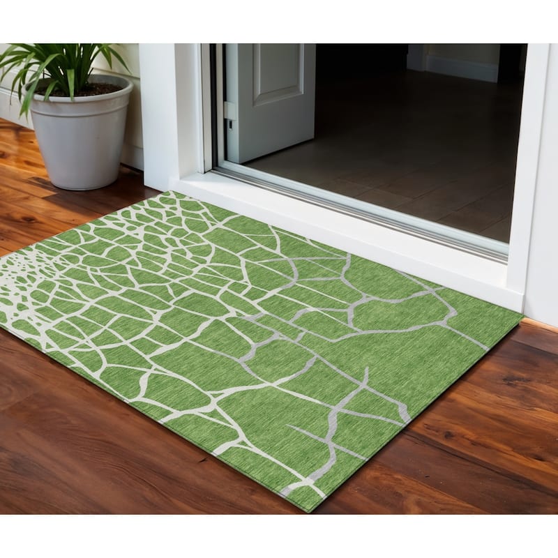HomeRoots Abstract Transitional Rectangle Outdoor Rug - 3' x 5'