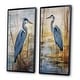 preview thumbnail 3 of 11, Designart "Blue Heron By The Watersite Watercolor I" Animals Framed Wall Art Set Of 2 Canvas Set For Living Room Decor