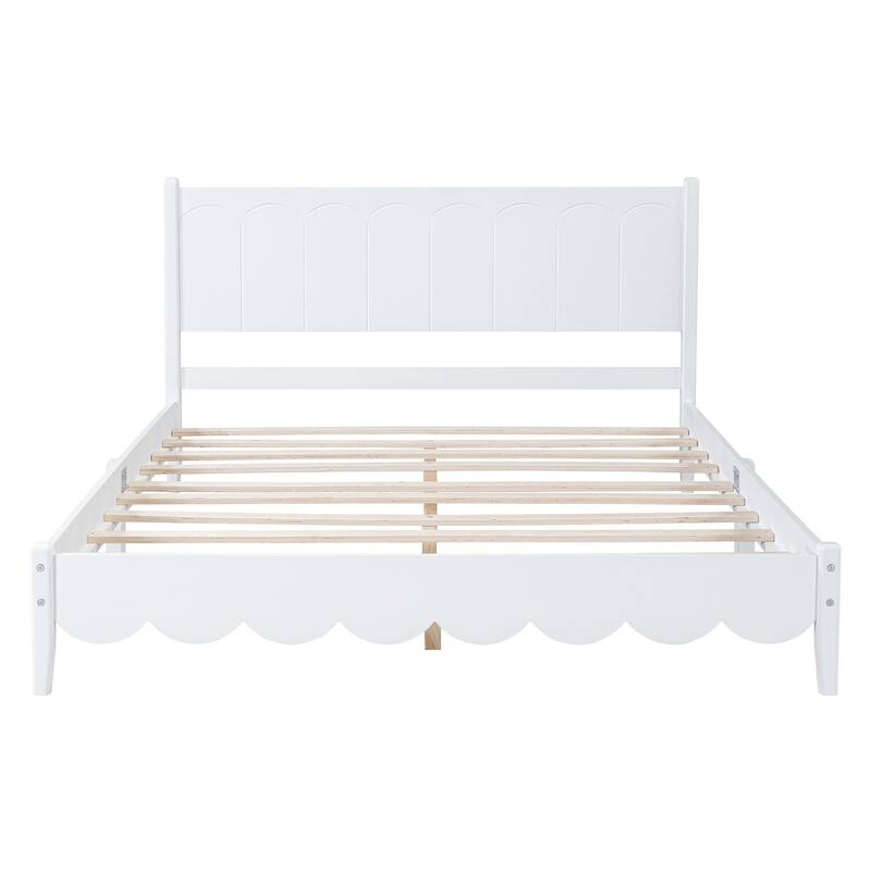 Wood Platform Bed Frame with Rectangular Headboard