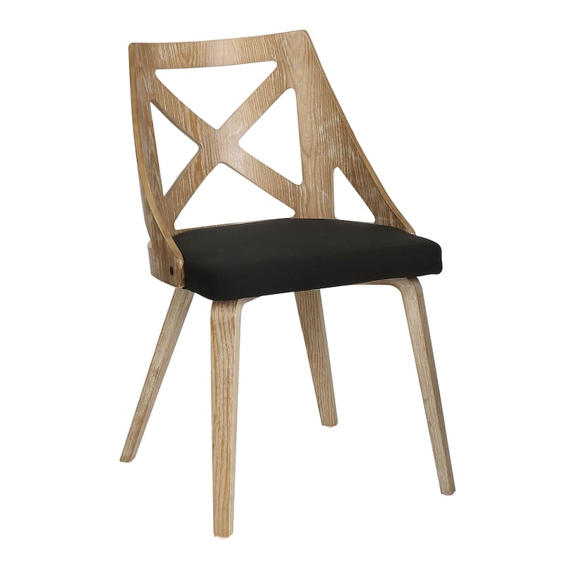 The Gray Barn Charlotte Farmhouse Chair - Set of 2 - Charcoal Fabric/White Washed Wood