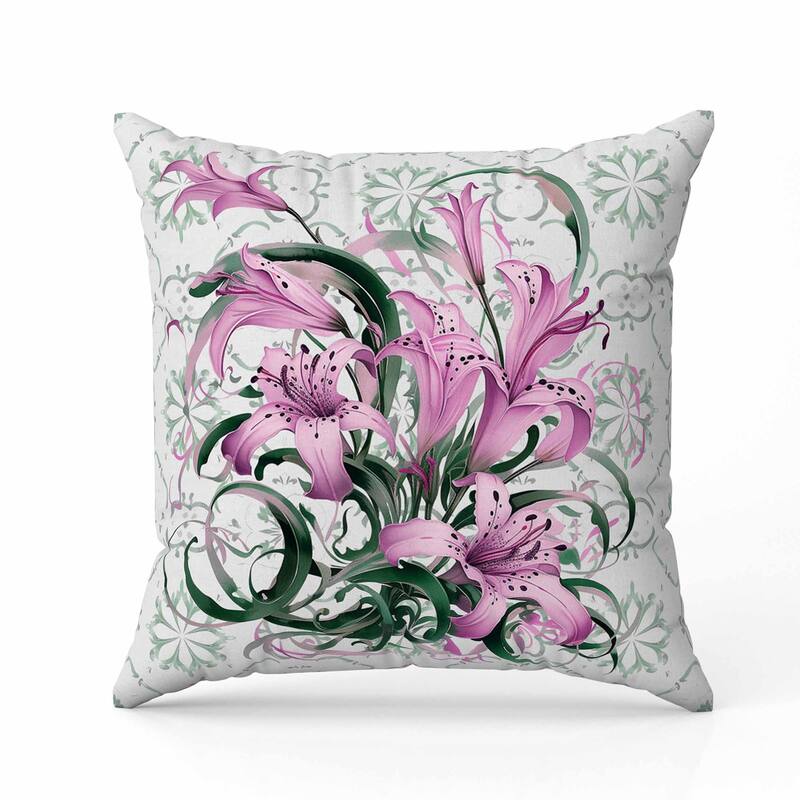 Lily Legends Indoor/Outdoor Reversible Throw Pillow Brown and Green