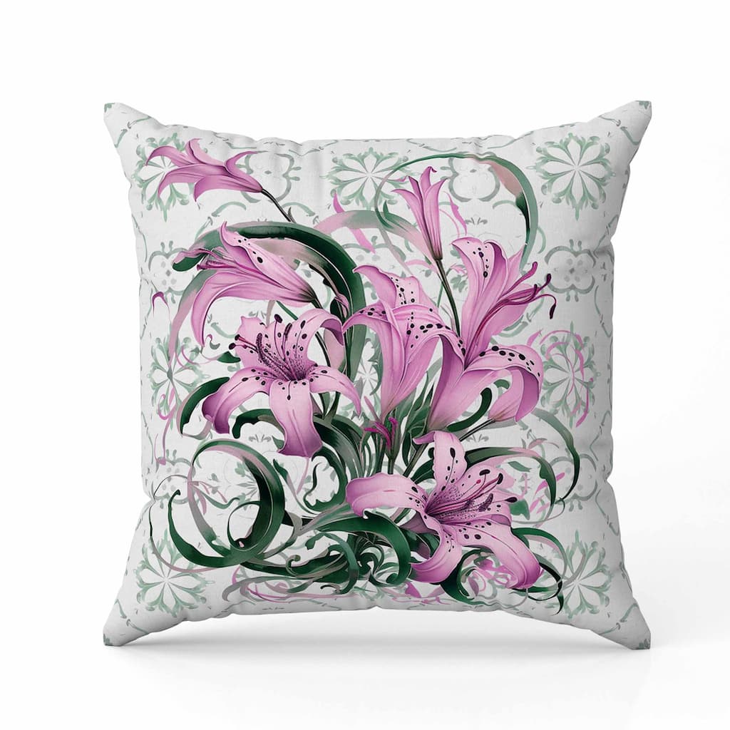 Lily Legends Indoor/Outdoor Reversible Throw Pillow Brown and Green