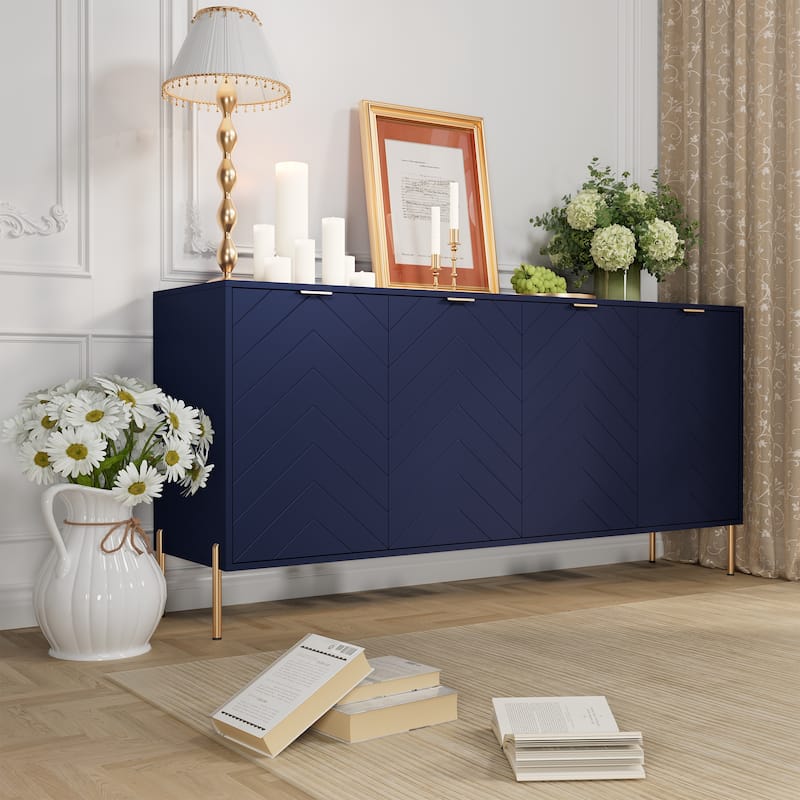Clihome Modern 4-Door Buffets Sideboards - Blue