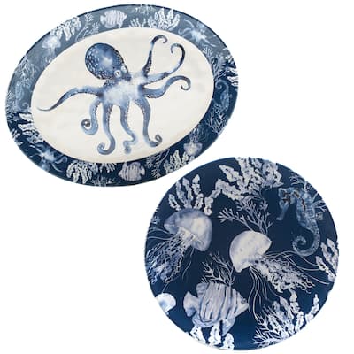 Certified International Sea Life Melamine 2-piece Platter Set
