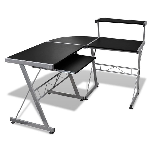 vidaXL Computer Desk Workstation With Pull Out Keyboard Tray Black. Opens flyout.