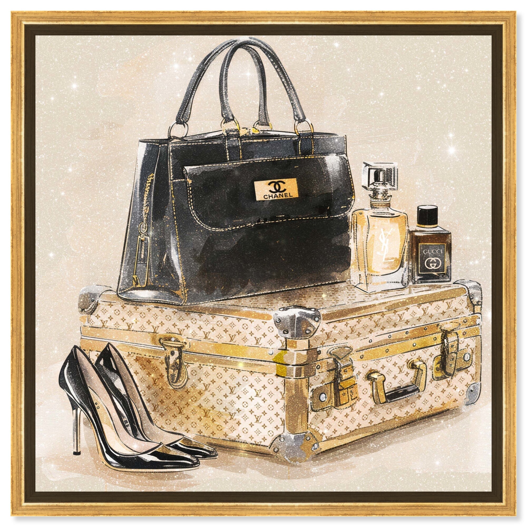 Neutral Luggage and Purse Canvas Glam Art Prints by Art Remedy
