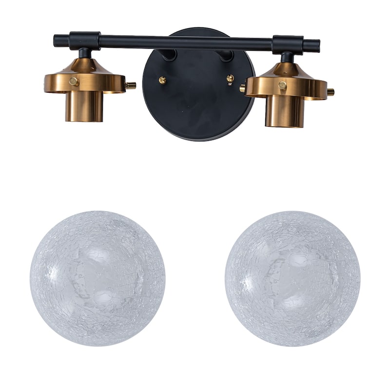 Crackled Glass Globe Wall Sconce Modern Vanity Light