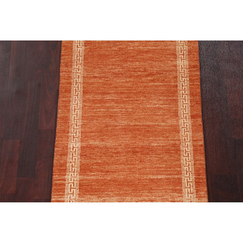 Bordered Gabbeh Kashkoli Oriental Runner Rug Wool Hand-knotted Carpet - 2'5" x 9'4"