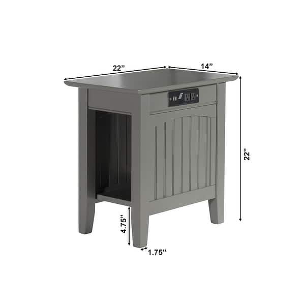 dimension image slide 1 of 5, AFI Nantucket Chair Side Table with Built-in Charger