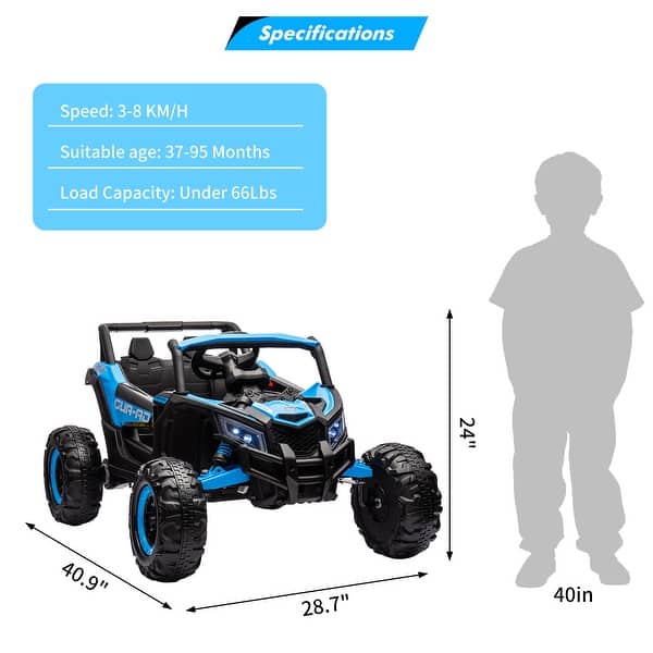 dimension image slide 2 of 6, 24V Ride on UTV Car, Battery Powerd Electric Off-Road UTV Car, Remote Control