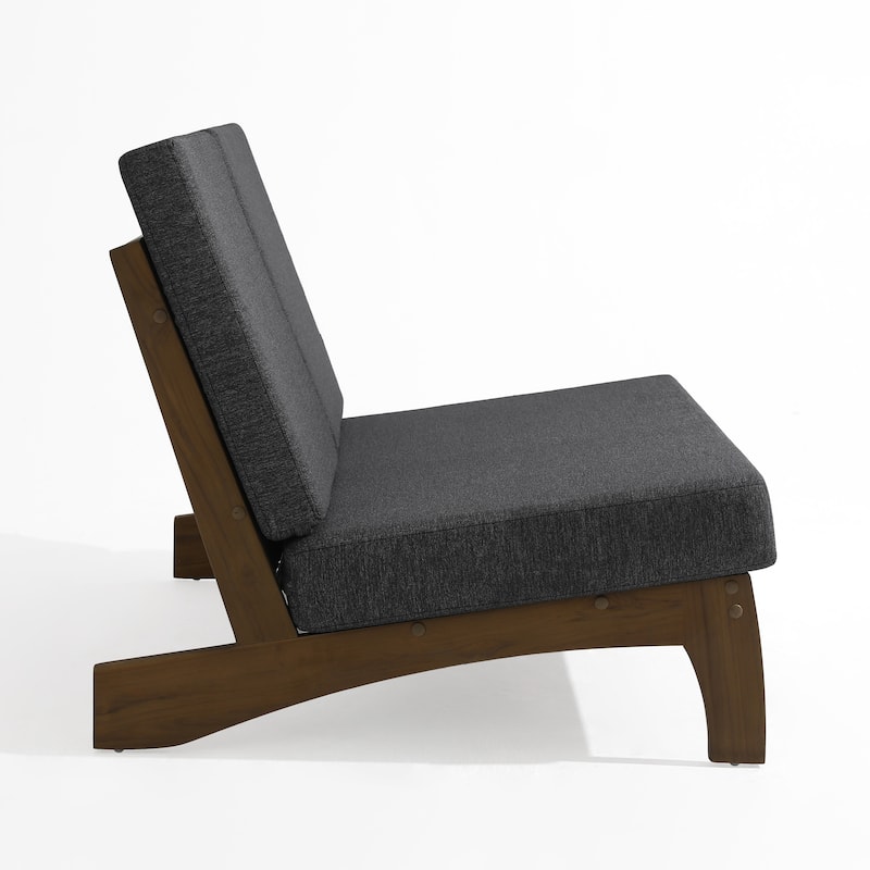Outdoor Wood Club Chairs Set Loveseat with Cushion