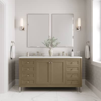 Chicago 60" Double Vanity, Walnut Whisper
