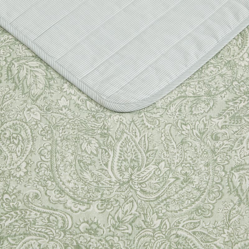 Tommy Bahama Caicos Isle Cotton Reversible Green Quilt Set