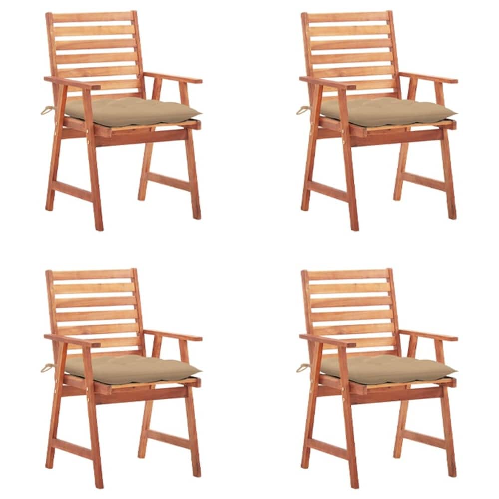 vidaXL Patio Dining Chairs Outdoor Patio Chair with Cushions Solid Wood Acacia - 22" x 24.4" x 36.2"