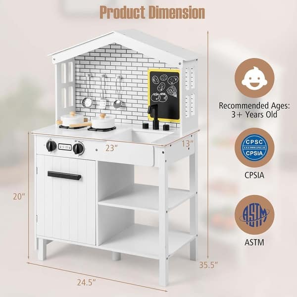 Kids Kitchen Playset Farmhouse Pretend Play Toddler Kitchen Set