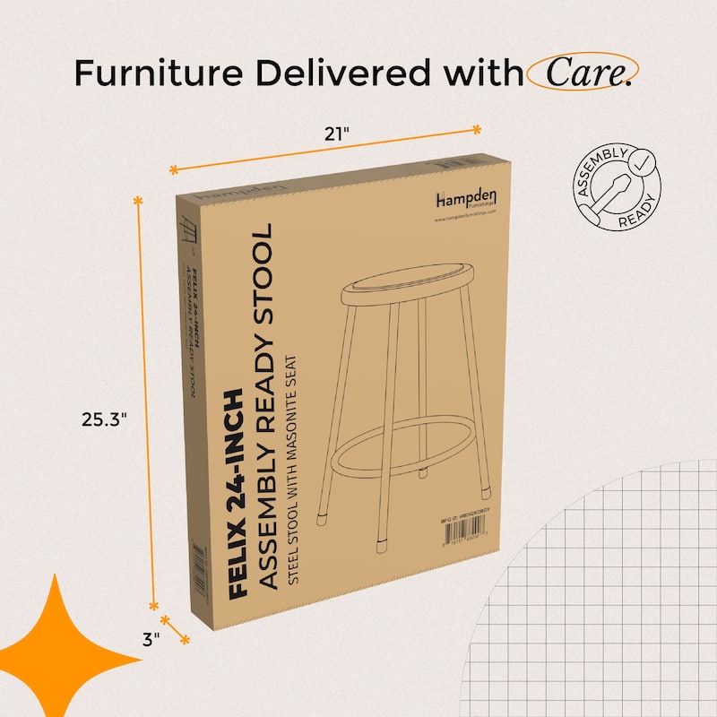 Hampden Furnishings Felix Collection Steel Science Stool, AssemblyReady