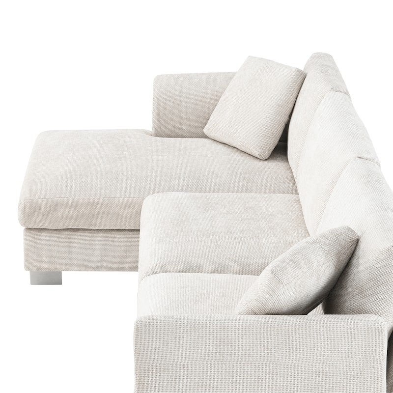 Roomfitters 96*56" Modern Cloud Sectional Sofa, L-Shaped Luxury Couch Set with 2 Pillows, 4-Seat Indoor Furniture