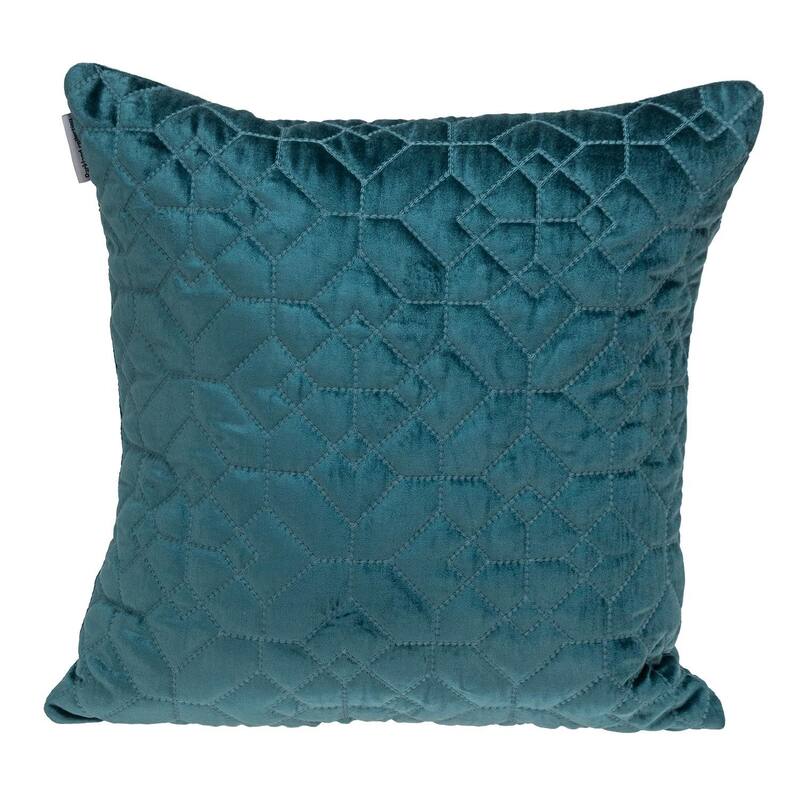 Navy Quilted Velvet Geo Decorative Throw Pillow - Teal