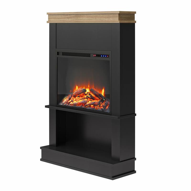 Ameriwood Home Melwood Electric Fireplace with Mantel & Open Shelf