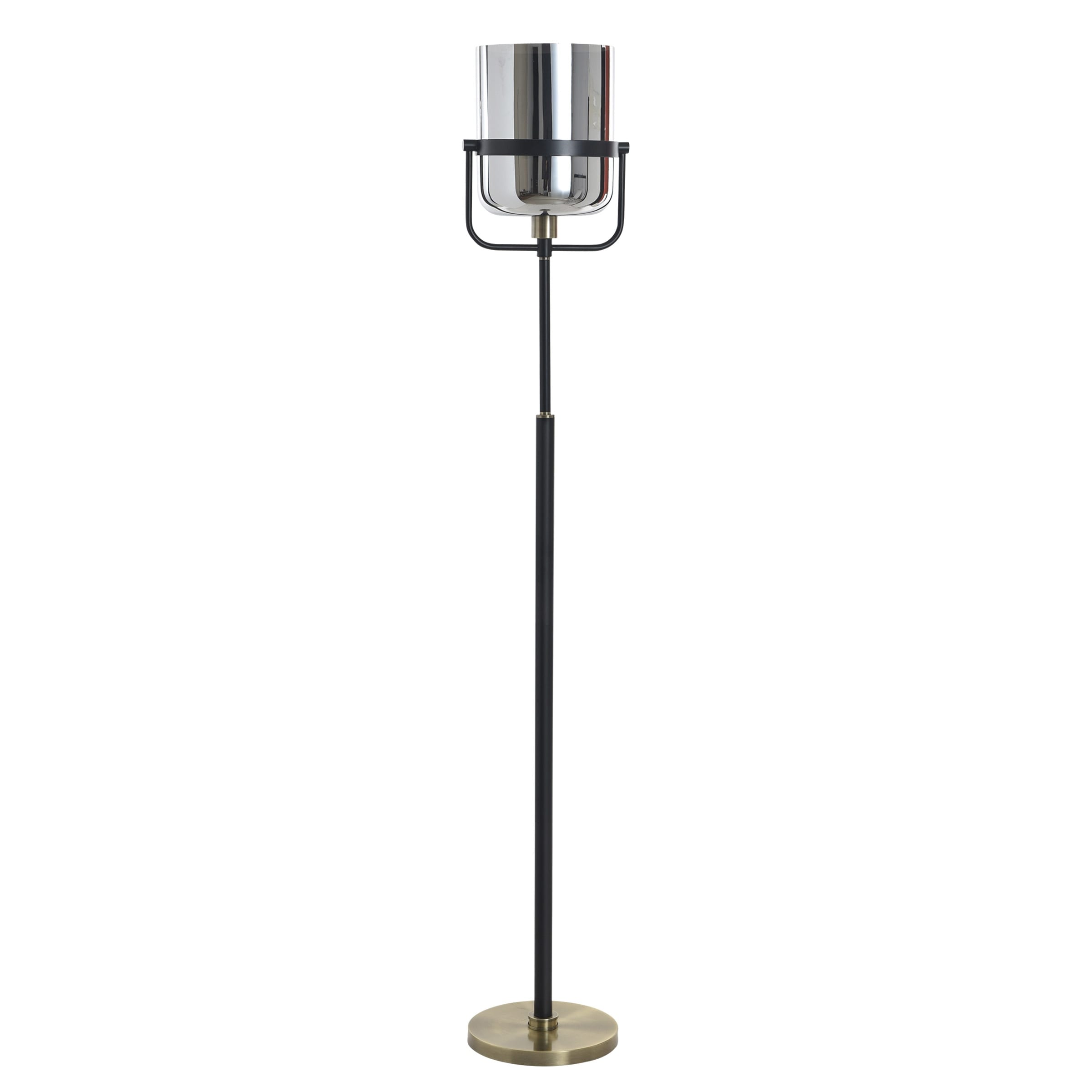 StyleCraft Mercer Floor Lamp - Charity Gold - Plated Silver Glass Shade
