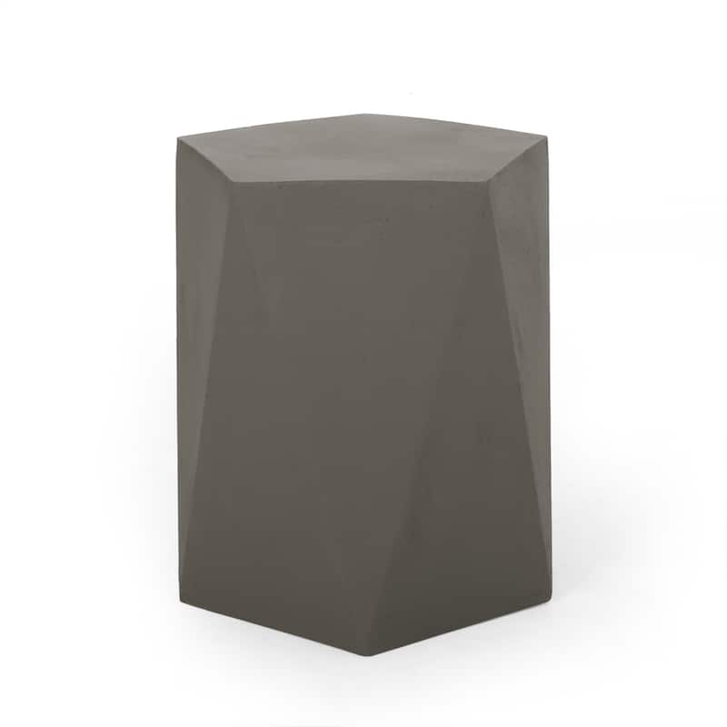 Roomfitters Modern Geometric Concrete Side Table, Outdoor Accent Stool, Indoor/Outdoor Use