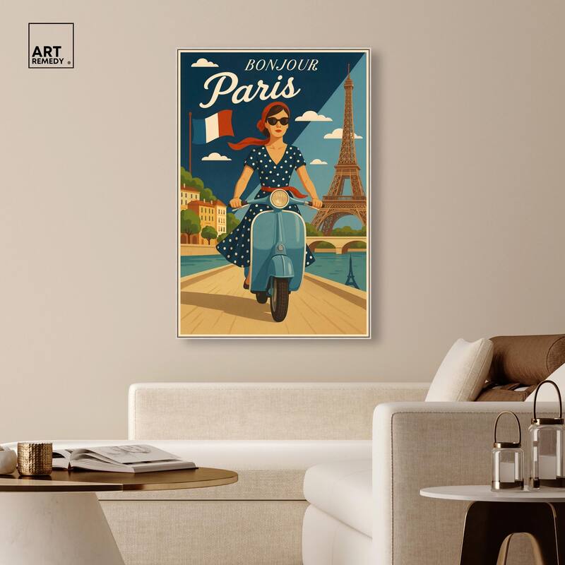 Scooter French Travel Canvas by Art Remedy