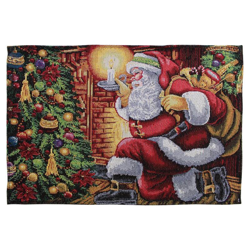 Violet Linen Seasonal Xmas Christmas Holiday Tapestry Pattern, 13" X 19" Rectangler, Set of 4, Decorative Place Mats