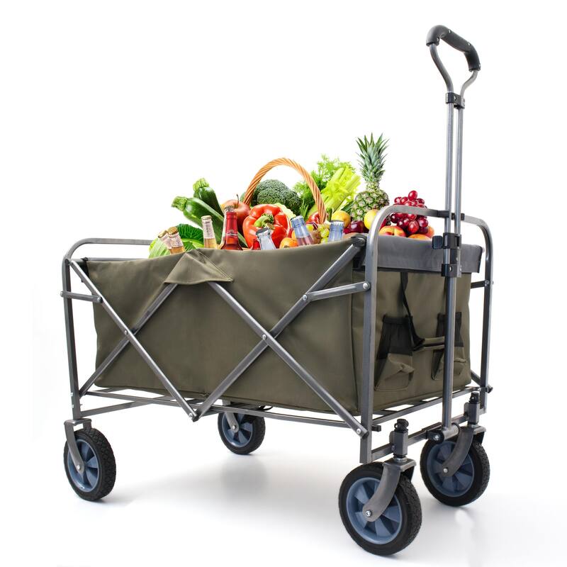 Collapsible Outdoor Wagon - 150 lb Load, Durable 600D Fabric, Easy Setup, Ideal for Sports, Groceries, and Park Trips - Steel