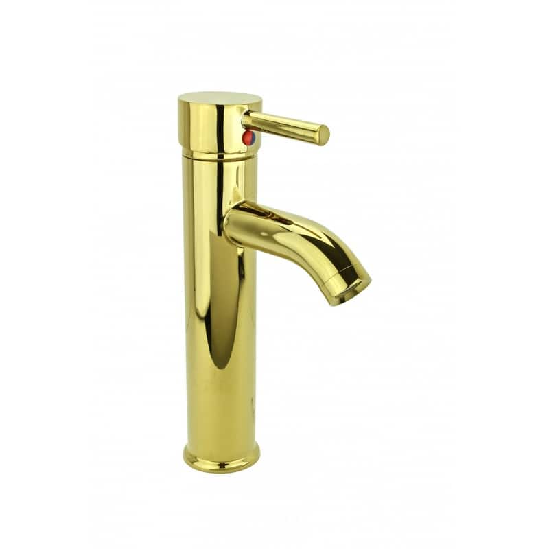 Bathroom Single Hole Faucet One Handle Solid Brass Gold PVD Finish 9.5in Tall Renovators Supply
