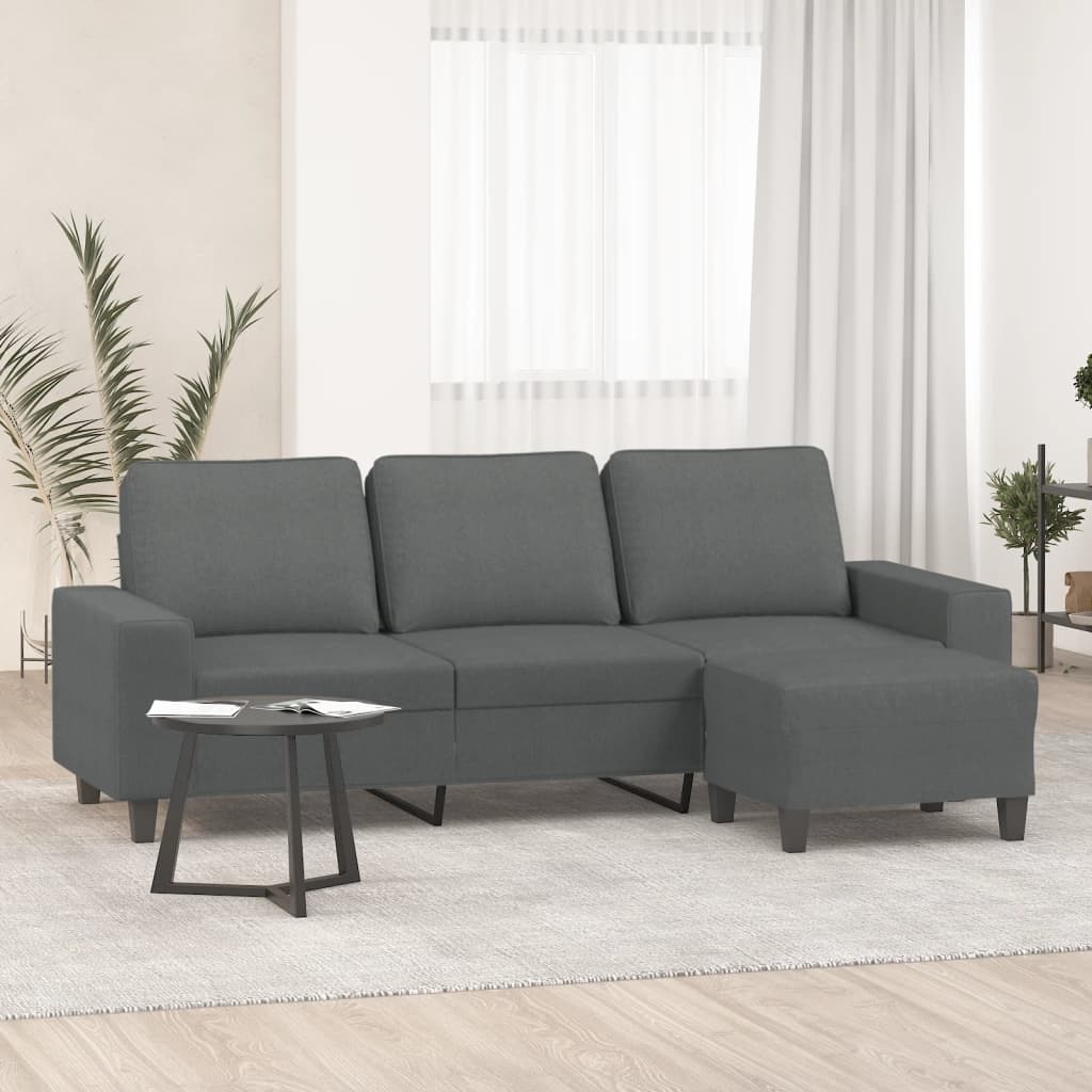 Grey 3 seater 2025 sofa with footstool