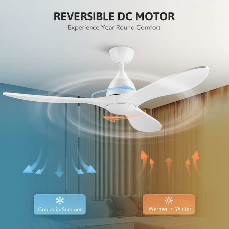 CO-Z Mid-century Modern 3 - Blade Smart LED Ceiling Fan with Dimmable Light and Remote