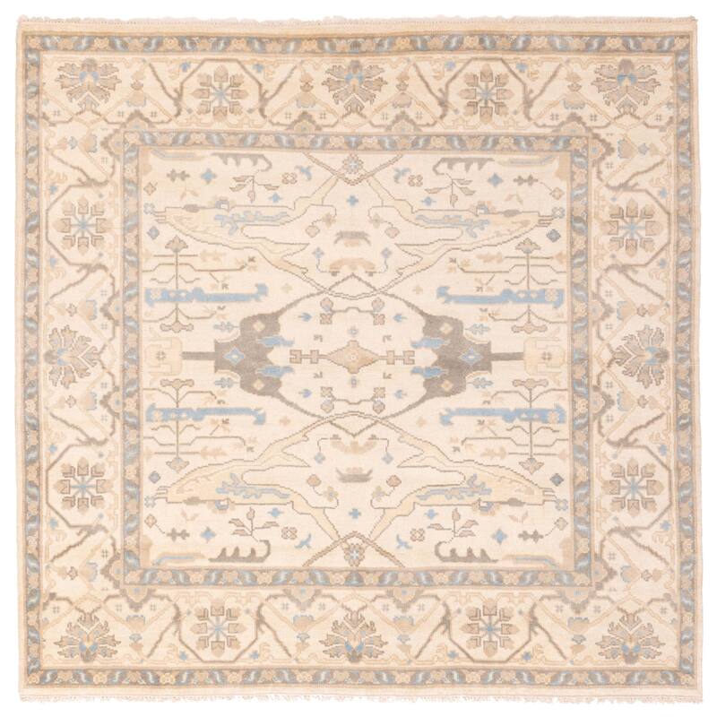 ECARPETGALLERY Hand-knotted Royal Oushak Ivory Wool Rug - 8'2 x 8'0